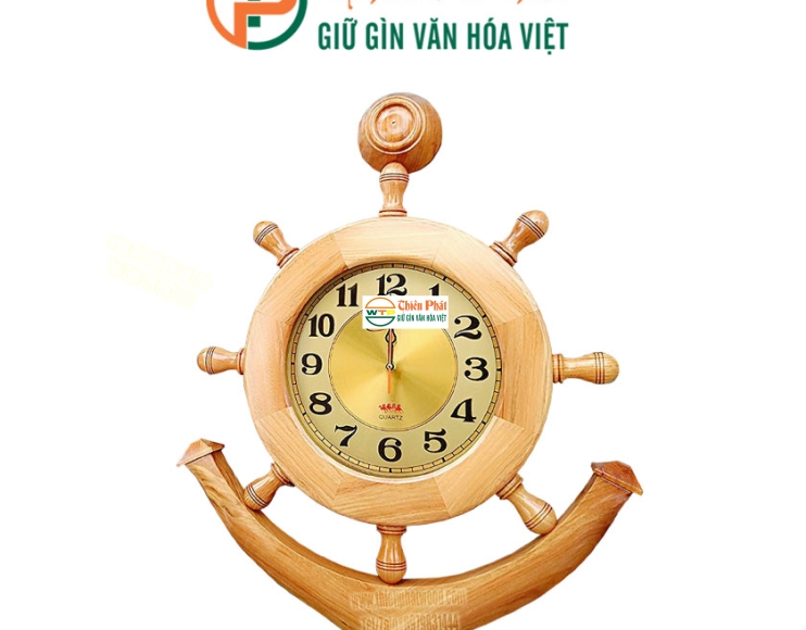 Mô hình mỏ neo tàu gỗ đồng hồ treo tường - Gỗ Cẩm lai 