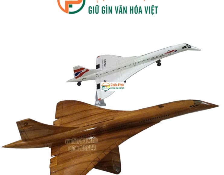 Mô hình máy bay gỗ siêu thanh Concorde - Gỗ căm xe 