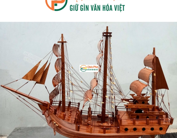 Mô hình thuyền gỗ chở hàng- Thuyền buôn Thái Lan (Gỗ Tràm)