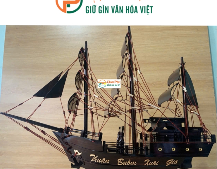 Mô hình thuyền gỗ chở hàng- Thuyền buôn Thái Lan (Gỗ Cẩm)