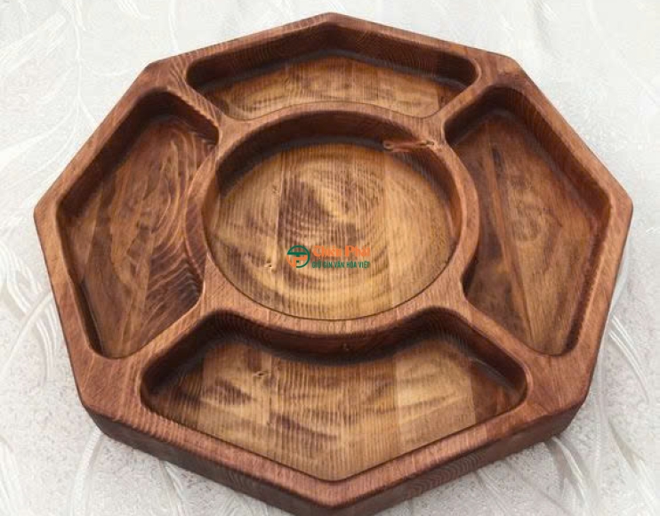 Khay Gỗ Đa Giác Đa Ngăn Phong Cách Rustic